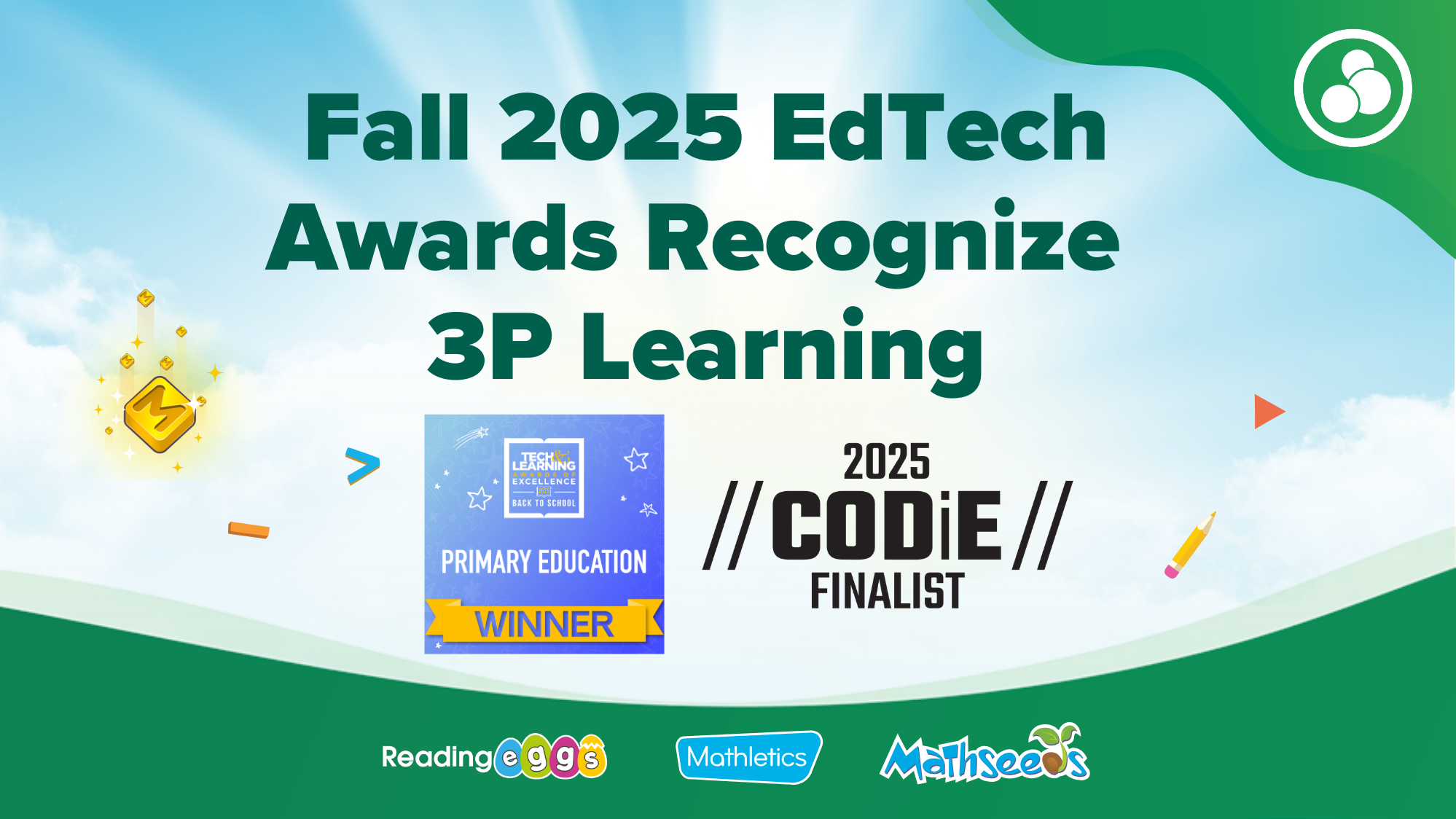 Reading Eggs and Mathletics won the Tech & Learning Awards of Excellence, while Reading Eggs and Mathseeds were named CODiE finalists for Best Gamification Learning Solution